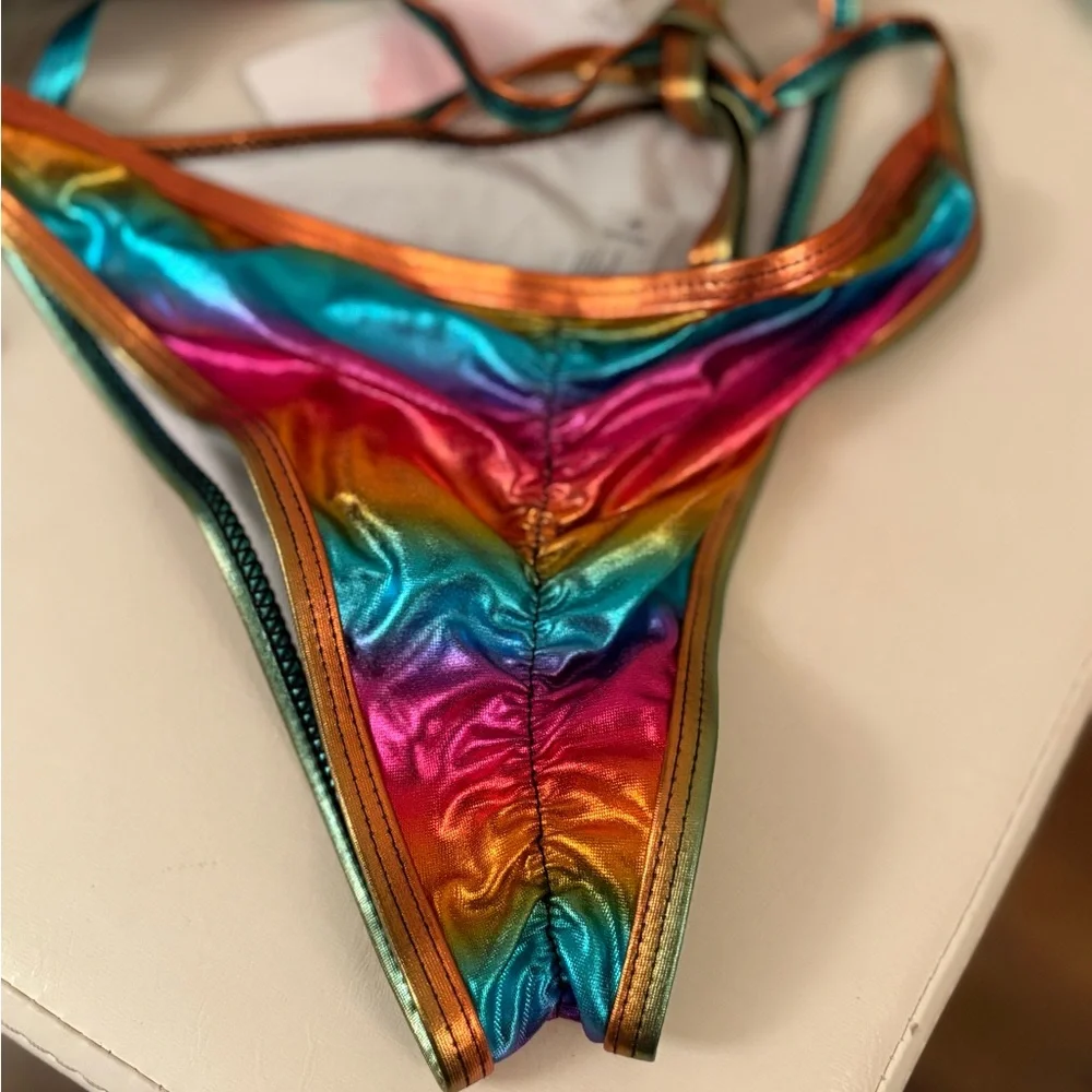 Rainbow Metallic Bikini Size Medium NWT - Picture 4 of 8